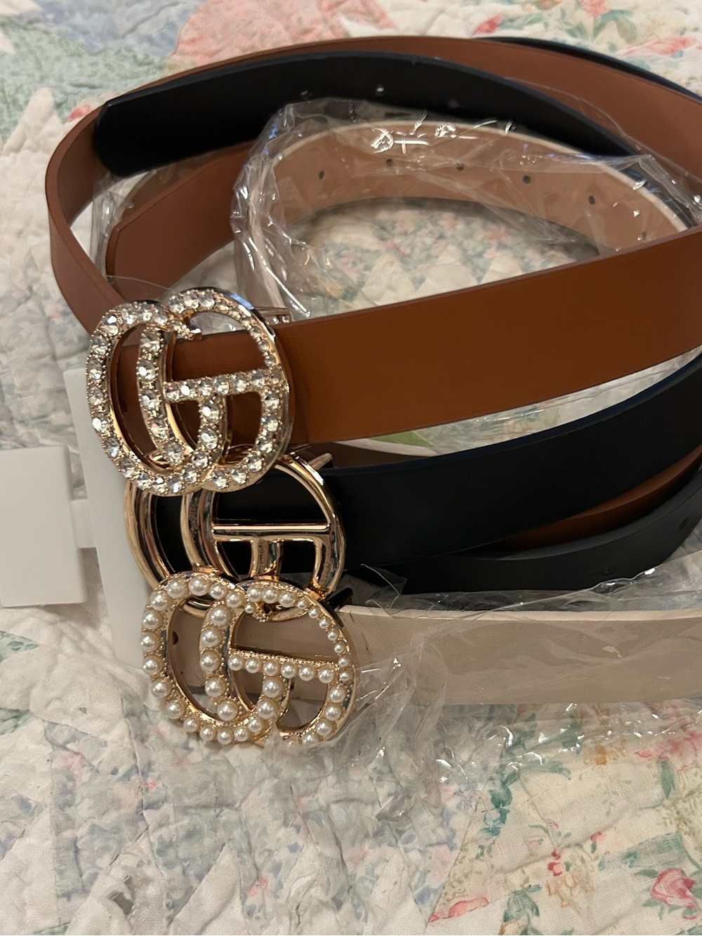 Multi Textured Buckle Trio Belt Set - Picture 2 of 4